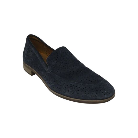 Clarks Shoes - Clarks Trish Calla Blue Suede Laser Cut Loafers Flats‎ Womens 8.5